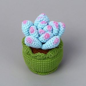 Plante succulente artificielle miniature verte faite à la main au crochet pour la décoration de voiture, de bureau ou comme gadget, idéale pour la Fête des Pères et Halloween - Product Image 4