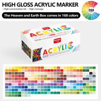 Ensemble de marqueurs acryliques GuangNa 288 couleurs à haute brillance, encre à haute concentration, haute couverture pour la pierre, la céramique, le verre, le bois, l'art DIY et l'artisanat