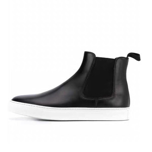 Bottines <span class=keywords><strong>Chelsea</strong></span> en cuir véritable <span class=keywords><strong>bleu</strong></span> marine pour femmes, design plat pour l'hiver - Modèle - Product Image 6