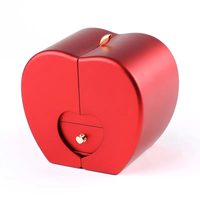 Boîte à bijoux en acrylique en forme de pomme avec logo personnalisé, nouvelle conception, rose rouge, pour boucles d'oreilles, bagues, emballage de bijoux
