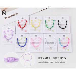 PULSERA Pulsera de Acero Inoxidable Plateado con Nudo de Siete Estrellas, Pulseras de Moda Hechas a Mano, 12 Piezas - Product Image 1