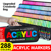 Ensemble de marqueurs d'art à pointe souple en plastique acrylique Guangna, empilables, avec sac en nylon et aquarelle
