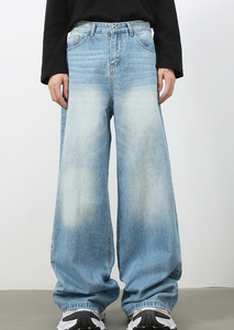 <span class=keywords><strong>Jeans</strong></span> da <span class=keywords><strong>Uomo</strong></span> alla Moda in Denim Personalizzati con Logo, Stile Lavato a Gamba Larga e Dritta, Taglie Forti, <span class=keywords><strong>Pantaloni</strong></span> <span class=keywords><strong>Jeans</strong></span> Baggy Personalizzati da <span class=keywords><strong>Uomo</strong></span> - Product Image 5