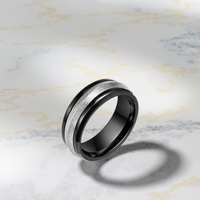 Nouvelle bague pour homme en acier inoxydable transfrontalière originale motif en soie aléatoire combinaison bicolore bague en acier au titane