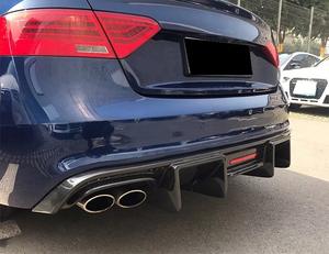 Audi A5 S5 B8 2008 2009 2010 2011 için Gerçek Karbon Fiber Difüzör 2 4 Kapılı Arka Tampon Splitter Dudak Işıklı - Product Image 4