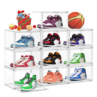 Boîtes de rangement de chaussures pliables en plastique transparent avec couvercles multifonctions épais Rectangle sacs casquettes conception fonctionnelle