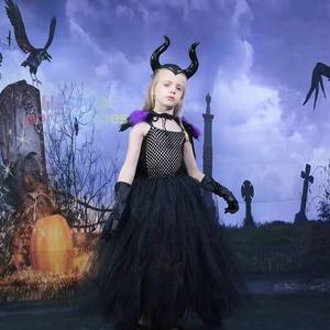 ชุดเดรสเด็ก HP Evil Dark Queen Deluxe สีดำสุดหรู ชุดราตรีสไตล์โกธิค ชุดคอสเพลย์เด็ก ชุดแฟนซีฮาโลวีนสำหรับเด็กผู้หญิง - Product Image 1