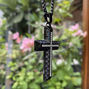 Moda Tizti ligero forjado fibra de carbono colgante collar de acero inoxidable regalo hombres joyería Cruz collares - Product Image 4