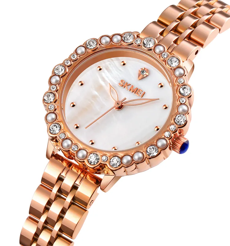 Skmei 1799 custom logo luxury diamond reloj mujer japan movt stainless steel zegarek damski ladies quartz watch