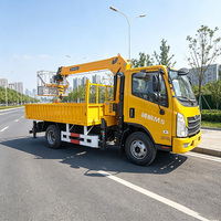 Grue hydraulique 4T montée sur camion, hauteur de levage max. 11,2 m, charge utile totale 4495 kg, grue légère pour camion, boîte de vitesses et moteur pour travaux en hauteur de 200 kg en option