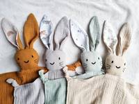 Couverture de Sécurité en Mousseline Bio pour Bébé, Doudou Personnalisable Lion Lapin, Tissu Tricoté, Literie pour Usage Cadeau, Vente en Gros
