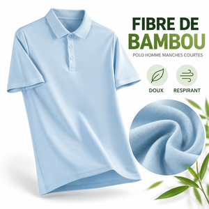 Polo homme à manches courtes en fibre de bambou 100% viscose de bambou, respirant, doux, polo de golf, logo personnalisé OEM ODM - Product Image 1