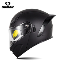 Casque modulaire SOMAN F2 avec double visière, homologué DOT, en ABS, avec spoiler, compatible OEM, Capacete Moto