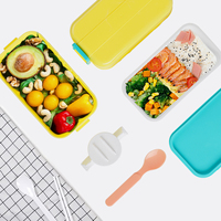Nouvelle arrivée : boîte à lunch scolaire en plastique pour enfants, réutilisable, anti-fuite, 3 compartiments, boîte de rangement alimentaire, bento