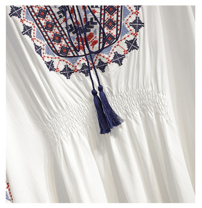 I-0663 da donna Casual Boho ricamato a maniche lunghe top da contadino con bottoni ampi camicette bohémien messicane - Product Image 5
