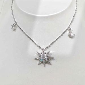 factory price plata 925 <b>sterling</b> <b>silver</b> <b>star</b> moon zircon <b>necklace</b> wholesale gold plated 18k unique mom ladies pendant <b>necklaces</b> - Product Image 1