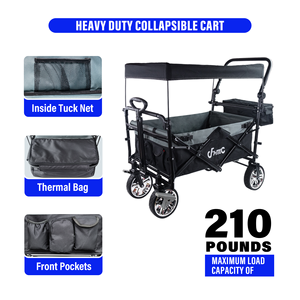 キャンプビーチ折りたたみワゴン、大型四輪ロールコンテナ付き、カスタマイズ可能なOEM対応、キャノピー付き折りたたみワゴンカート - Product Image 5