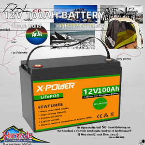 X-POWER <b>12V</b> 100Ah Solid State <b>Battery</b> 1280Wh 100A BMS 5-Year Lifespan Cathode for Uninterruptible Power Supplies - Product Image 2