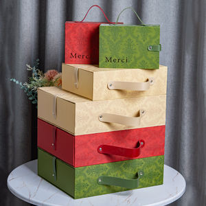 Tiroir coulissant de luxe boîtes de perruque de faveur de mariage emballage de Logo personnalisé emballage de boîte-cadeau de Noël avec poignée en cuir - Product Image 5