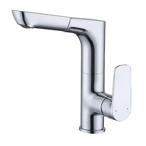 Rubinetto da cucina estraibile cromato lucido contemporaneo di vendita calda rubinetto per lavabo con beccuccio a forma di animali di cigno con certificato CE