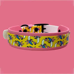 Meistverkauftes Buntes Herz-Geister-Punkt-Bananen-Regenbogen PVC-Wärmeübertragung Individuelles Muster Hundehalsband - Product Image 5