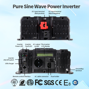 Inversor de corriente de onda sinusoidal pura con función de derivación y pantalla <span class=keywords><strong>LCD</strong></span>, interruptor automático para sistema solar doméstico, RV, aplicaciones fuera de la red - Product Image 3