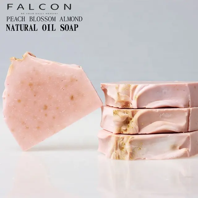 Kein MOQ für Private Label Pink Farbe Solid Shampoo Pfirsich blüte Mandel öl Vegan Savon Handmade Soap