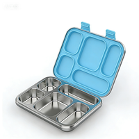 Boîte à bento, boîte à lunch. Bureau 304. Acier inoxydable. Étanche à l'air de qualité supérieure. Personnalisé. École. 5 compartiments. Boîte à lunch.