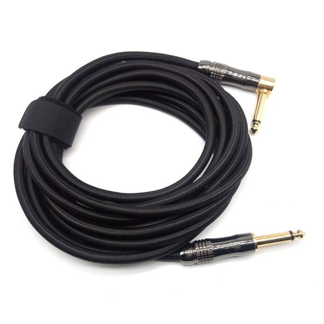 Zinc Alloy Shell 6.35mm TS Mono Phone Jack Instrument Guitar Patch Audio Nylon Braid Cable