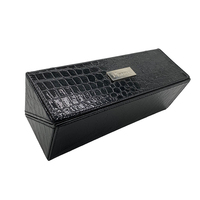 Plateau à bijoux en cuir PU Crocodile noir, boîte de rangement de bijoux à Double porte