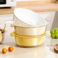 Passoire de cuisine double couche transparente en plastique, grande capacité, pour fruits et légumes, style luxe léger