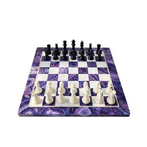 Top Selling Premium Quality Handmade Square Indian Purple Agate Decorative Chess Set Box Gifted for Kids Women & Adults Gaming - Product Image 3
