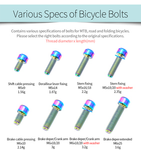 Bu lông cố định dây dẫn chuyển số bằng hợp kim titan bán buôn cho xe đạp leo núi/xe đạp đường trường, phụ tùng xe đạp - Product Image 2