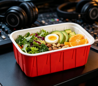 Boîte alimentaire jetable carrée en PP ondulé double paroi rouge et blanc durable pour plats à emporter – Importateurs mondiaux