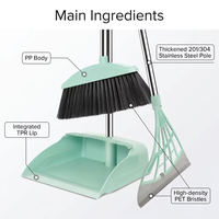 Kit de nettoyage de sol 3 pièces en plastique épaissi pour la maison : balai, pelle et serpillière à raclette, avec poils en nylon doux pour un nettoyage facile