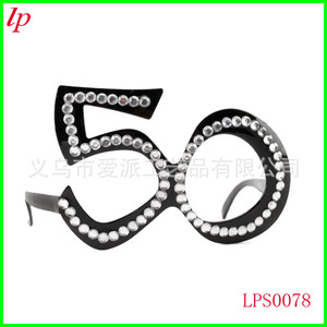 Lunettes de fête d'anniversaire en plastique ornées de strass LPS0079 pour célébration - Product Image 2
