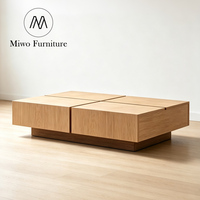 Table basse rectangulaire multifonction en bois massif noir de style nordique moderne pour salon, avec rangement intégré