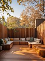 Planches de terrasse en composite bois-plastique SUNC Modern Hollow - Revêtement de sol extérieur écologique avec protection UV et installation par clipsage