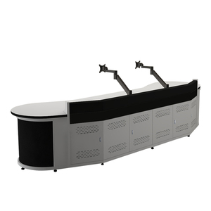 Factory Wholesale Monitoring Center Überwachungs konsole Edelstahl rahmen Feuerfester hölzerner Desktop-Schreibtisch - Product Image 3