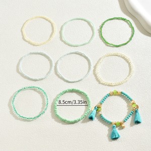 Fashion <b>Beaded</b> Bracelet <b>Set</b> Women's Tassel Geometric Design Multi Layered Jewelry Accessory for Casual Wear - Product Image 3