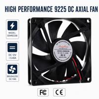 Ventilador de Flujo Axial DC 9225 5V/12V/24V/48V con Rodamiento de Bolas, Aspas de Plástico, Personalizable ODM, Impermeable IP67, Ventilador de Refrigeración 3000RPM