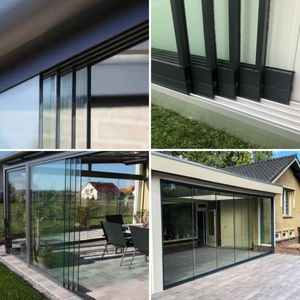 Sistema de Puerta Corredera de <span class=keywords><strong>Vidrio</strong></span> sin Marco de Aluminio, Paredes Correderas de <span class=keywords><strong>Vidrio</strong></span>, Riel de Puerta Interior para <span class=keywords><strong>Terraza</strong></span>, Pérgola, Patio, Solárium - Product Image 5