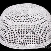 Chapeau Kufi en crochet fait main blanc, bonnet de prière musulman, bonnet ethnique pour hommes et enfants