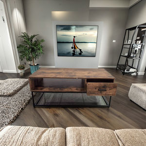 Mueble de <span class=keywords><strong>TV</strong></span> Moderno Estilo Shabby Chic Rústico Reciclado de WenFeng, Panel para Sala de Estar o Dormitorio, Mueble con Altura Ajustable y Almacenamiento - Product Image 6