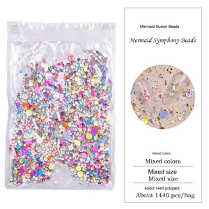 Symphony Macaron <span class=keywords><strong>Diamond</strong></span> Aurora 3D Glasperlen Flacher Boden Nail Art Schmuck mit Bonbon farben Strass - Product Image 6