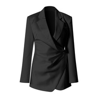 Printemps 2024 Niche Design plissé et torsadé blanc costume veste minceur taille à manches longues manteau pour les femmes