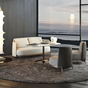 Poltrona moderna di lusso con struttura in oro, sedia italiana imbottita per il tempo libero, in pelle, poltrona nordica rivestita in tessuto - Product Image 4