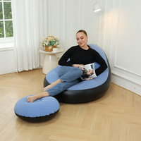 Nouveau canapé paresseux gonflable moderne pour adultes Ensemble de deux pièces Pédales en peluche pliable Chaise longue pour intérieur/extérieur Chambre à coucher
