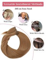 Extensions de cheveux Remy à coudre, tissées à la main, 30 pouces, 100g, blond cuivré épais, longues et lisses, teintes
