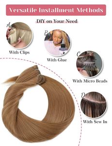 Extensiones de Cabello Remy de 30 Pulgadas, Cosidas a Mano, 200g, Gruesas, Rubias, Largas y Lisas, Teñidas - Product Image 5